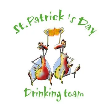 Two beetles drunk. St. Patrick's Day Drinking Team. Illustration for print. Stock Illustration