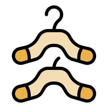 Two beige clothes hangers with orange tips hanging up clothes Stock Illustration