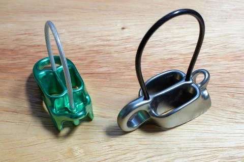 Two belay devices with guide mode function Stock-Fotos