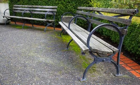 Two benches on patio 2 Stock Photos