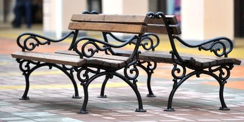Two benches in row Stock Photos