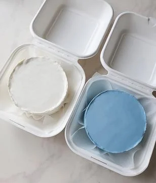 Two bento cakes without decor. Small cakes mock up Stock Photos