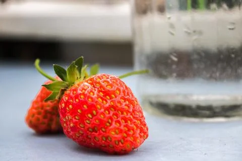 Two berries of strawberry Stock Photos