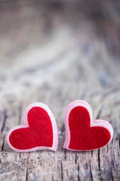 Two beutiful red hearts 스톡 사진