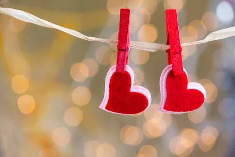 Two beutiful red hearts 스톡 사진