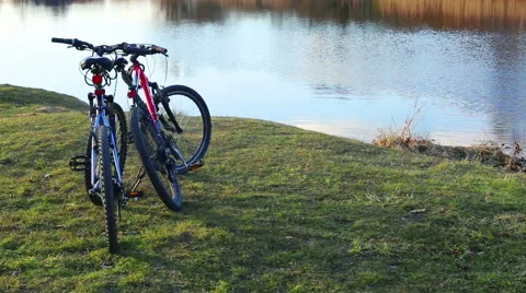 Two bicycles dolly shot Stock Footage 65420441