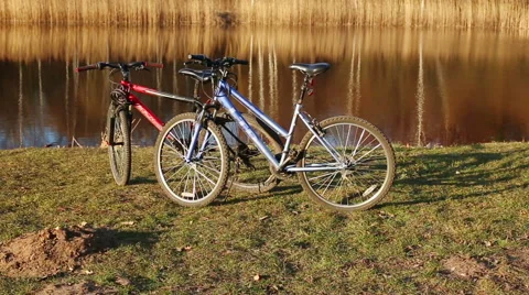 Two bicycles dolly shot Stock Footage 65479589