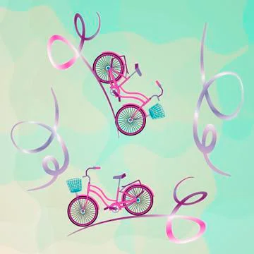 Two bicycles ride on abstract mountain serpentine Illustrazione stock