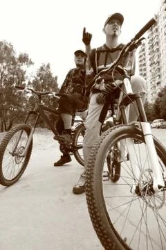 Two bicyclists Stock Photos