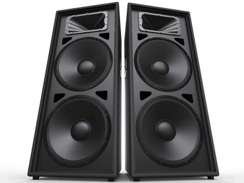 Two big black speakers - low angle shot Stock Illustration