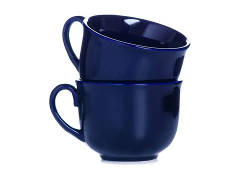 Two big blue cups mugs Stock Photos