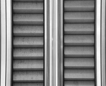 Two big escalators in the mall without vertical people Stock-Fotos