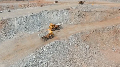 Two big trucks go in a career Stock Footage 84035232
