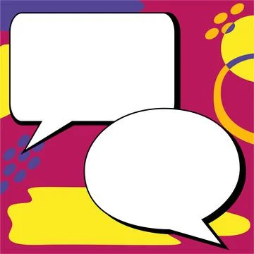 Two big white empty speech bubbles for text. Square and oval dialog boxes on Stock Illustration