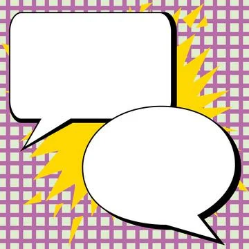 Two big white empty speech bubbles for text. Square and oval dialog boxes on Stock Illustration