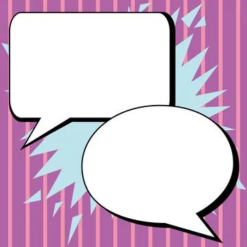 Two big white empty speech bubbles for text. Square and oval dialog boxes on Stock Illustration