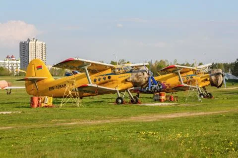 Two biplane An-2 Stock Photos