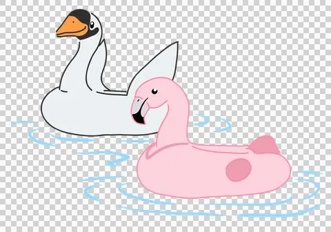 Two bird-shape swim tubes for summer holiday Stock Illustration