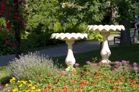 Two birdbaths Stock Photos