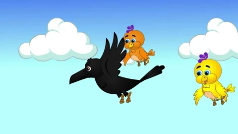 Two birds and a crow are soaring through the sky Stock Footage 303633930