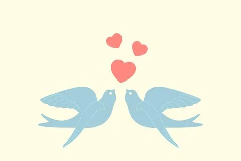 Two birds facing each other Stock Illustration