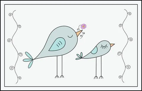 Two birds in love Stock Illustration