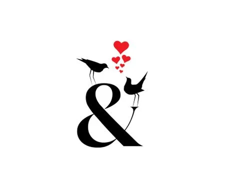 Two birds in love, vector. Cartoon illustration isolated on white background Stock Illustration