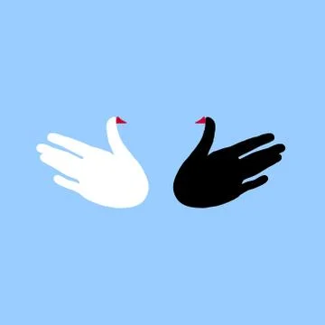 Two birds-silhouette of hands. Stock Illustration