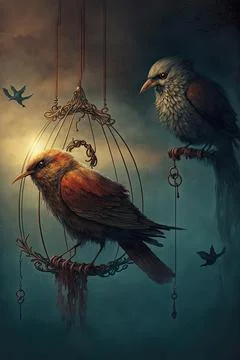 Two birds sling Stock Illustration