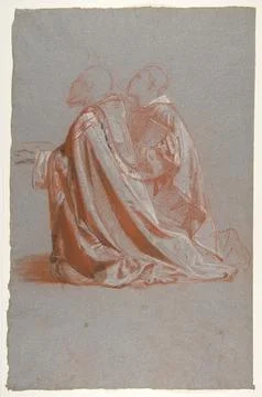Two Bishops (lower register; study for wall paintings in the Chapel of Sain.. Stock Illustration
