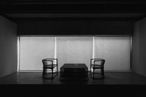 Two Black and White Dramatic Chairs Seating Meeting Decision Important Together Stock Photos