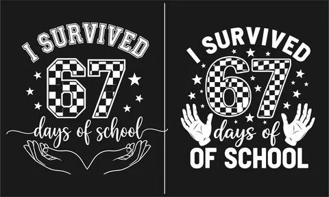 Two black and white graphic designs celebrate surviving sixty seven days of.. Stock Illustration