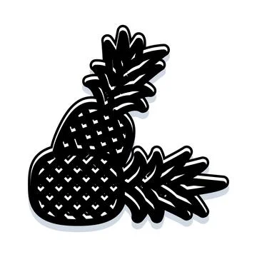 Two black and white pineapple fruits illustration Stock Illustration