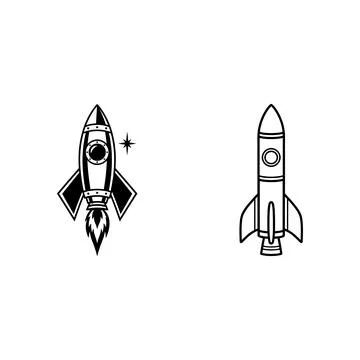 Two black and white rocket ship icons Stock Illustration