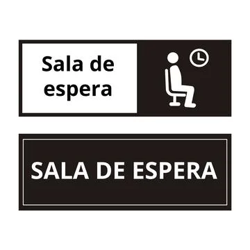 Two black and white sala de espera signs isolated on a white background Stock Illustration