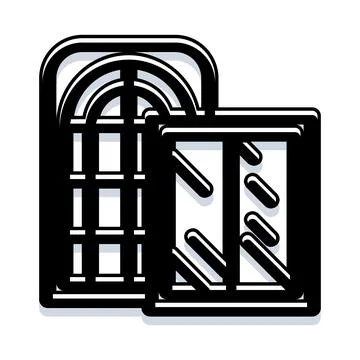 Two black and white windows set icon Ilustración de archivo