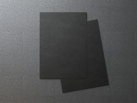 Two black blank paper sheets. 3d rendering 库存插图