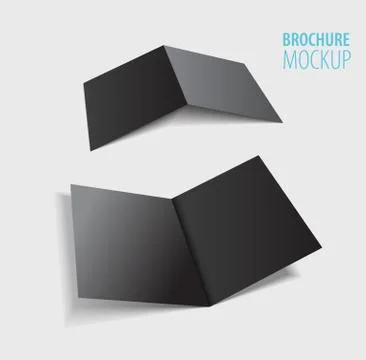 Two Black Brochure design isolated on grey.Realistic style. Stock Illustration