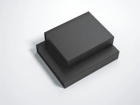 Two black cardboard packages. 3d rendering Stock Illustration