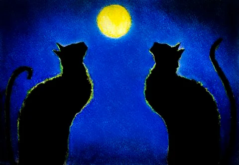Two black cat Stock Illustration