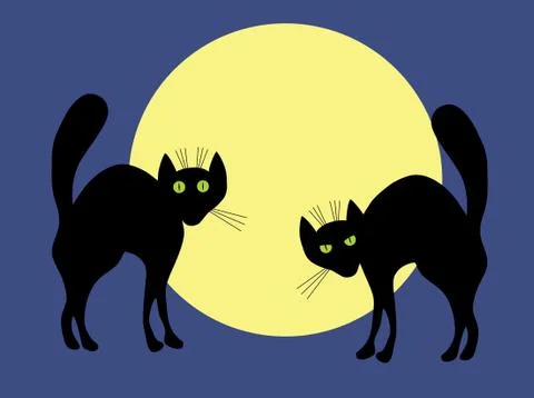 Two black cats. Stock Illustration