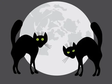 Two black cats. Stock Illustration
