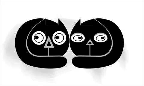 Two black cats Stock Illustration