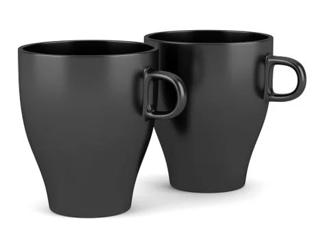 Two black ceramic cups isolated on white background Stock Illustration