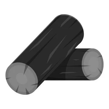 Two black charred logs showing cross section on white background イラスト素材
