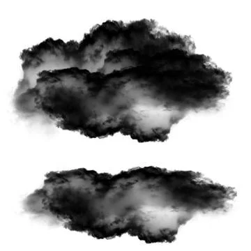 Two black clouds isolated over white background 库存插图