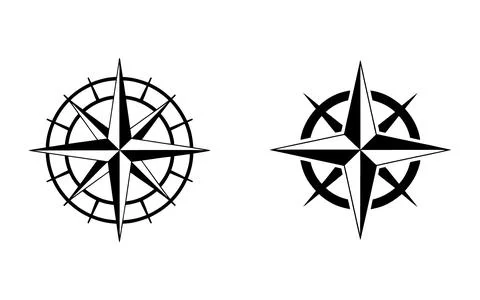 Two Black Compass Rose Designs Navigation, Travel, and Exploration イラスト素材
