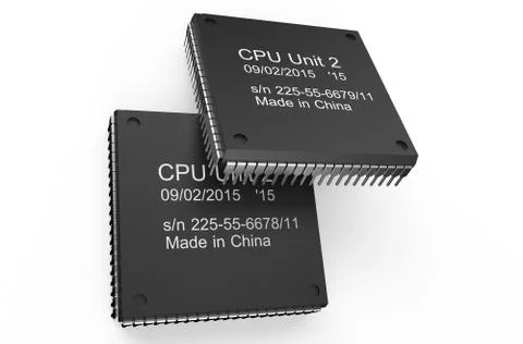 Two black computer  microchips Stock Illustration