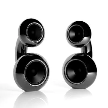 Two black computer speakers isolated on white Stock Illustration