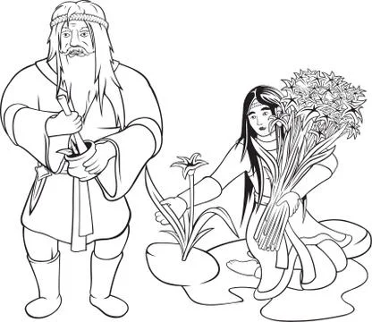 Two black contours of herbalists Stock Illustration